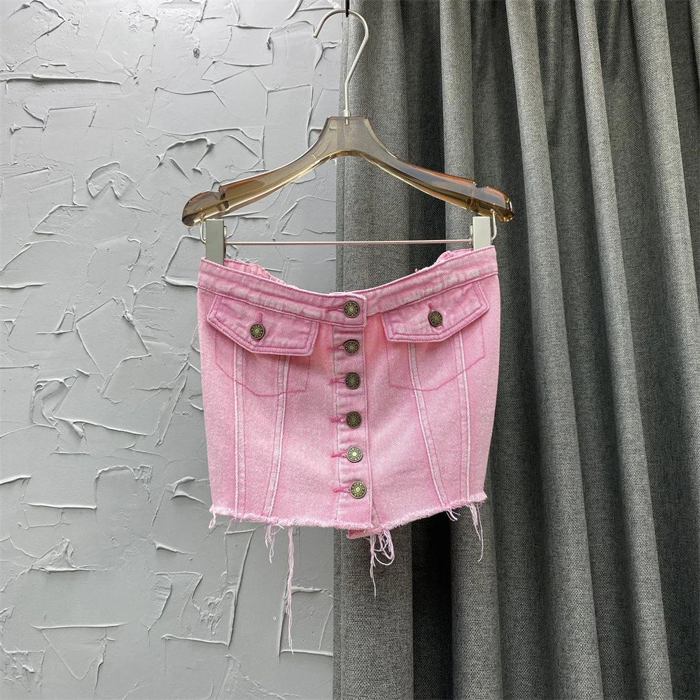 

Sweet Pink Tanks Top Women's Camisoles 2023 Summer New Slim Fit Sexy Inner Wear Hot Girl Denim Tube Top Vest Hot Girls Camis Tee