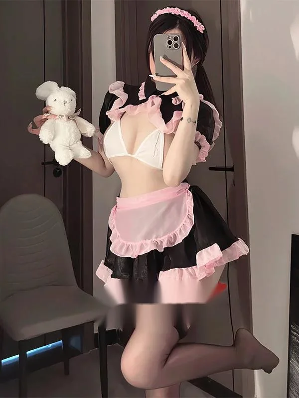 Пикантная полупрозрачная Униформа горничной пикантная шифоновая прозрачная