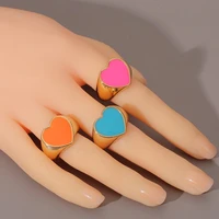 2022 new heart shaped rings for women dripping oil love open ring adjustable plated real gold vintage fashion ring gift hot sale
