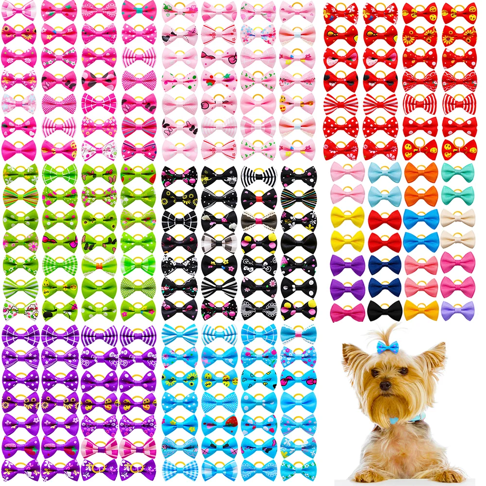 

10/20/30PCS Pet Hair Accessories Bows Puppy Grooming Bows Mix Colours Decorate Hair for Small Dog Hair Rubber Band Dog Supplier