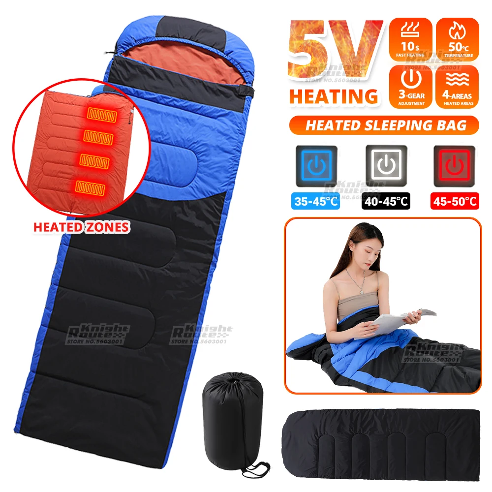 

Зимний теплый спальный мешок с электроподогревом для мужчин и женщин, одеяло с подогревом для туризма, кемпинга, рыбалки на открытом воздухе