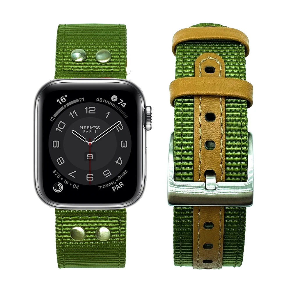 Enlarge Nylon strap for apple watch band 45mm 41mm 44/42mm 40/38mm iWatch bracelet Rivet belt watchband apple watch series 4 3 5 SE 6 7