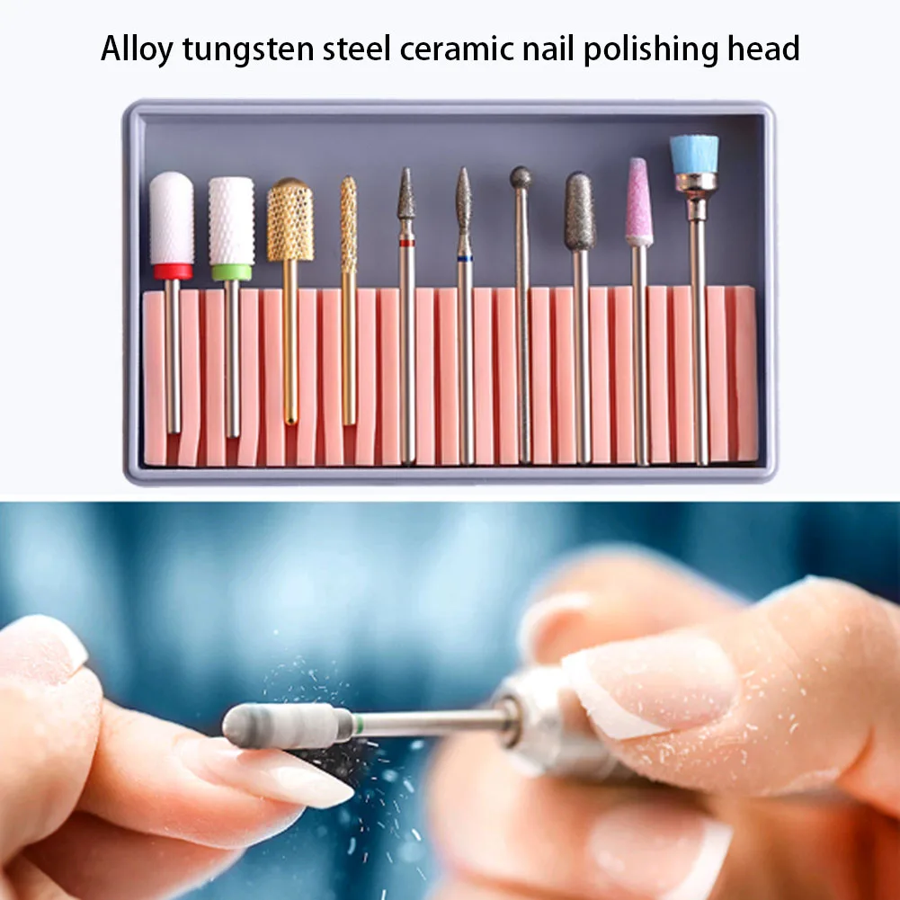 

10 Pcs Electric Milling Cutters For Manicure Carbide Drill Bits Kits Equipment Tools