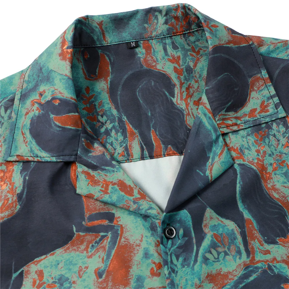 OSCN7 Casual Printed Short Sleeve Shirt Men Street 2022 Hawaii Beach Oversize Women Fashion Harujuku Shirts for Men 143