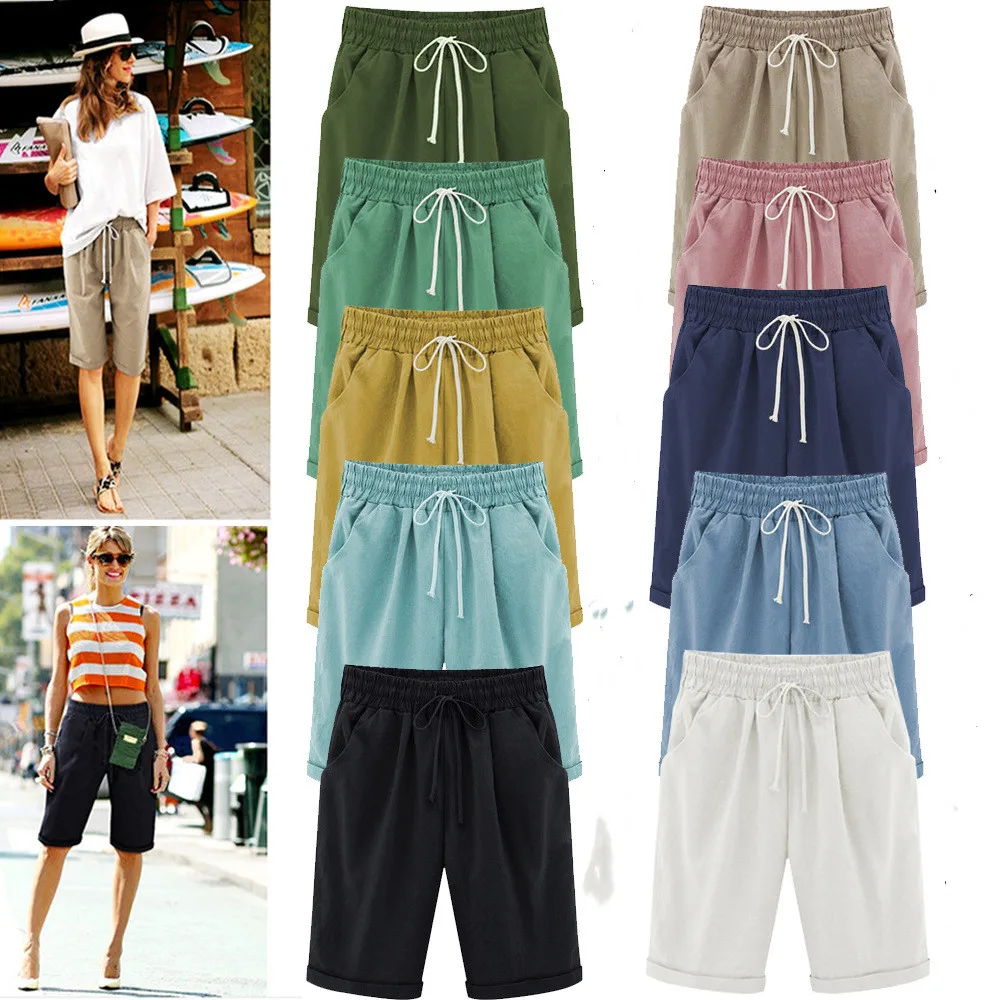 women's 100kg fat shorts loose summer casual pants female five-point pants thin outside wear short pants large size