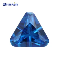 size 5588mm triangle shape chamfered coner 5a dark sea blue cz stone synthetic gems cubic zirconia for jewelry