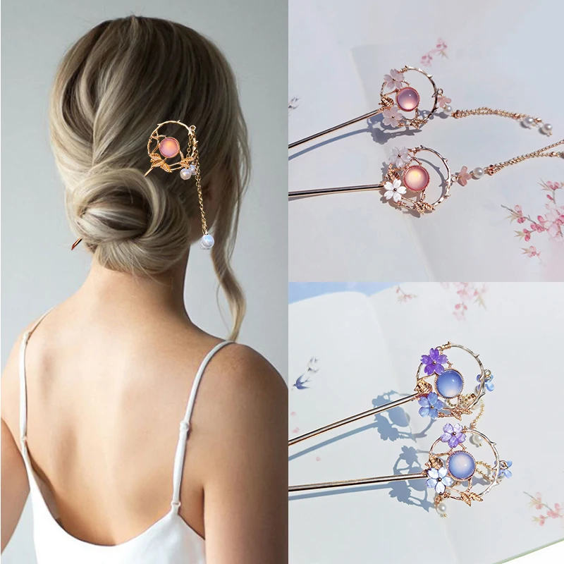 

Metal Tassel Hair Sticks Chinese Style Women Hair Pin Clip Hairpins Chopstick Headwear Bridal Wedding Jewelry Accessories YZL1