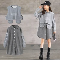 new spring 2022 clothing sets fashion plaid dress vest two piece boutique streetwear clothes for girl suit children 4 to 12yrs