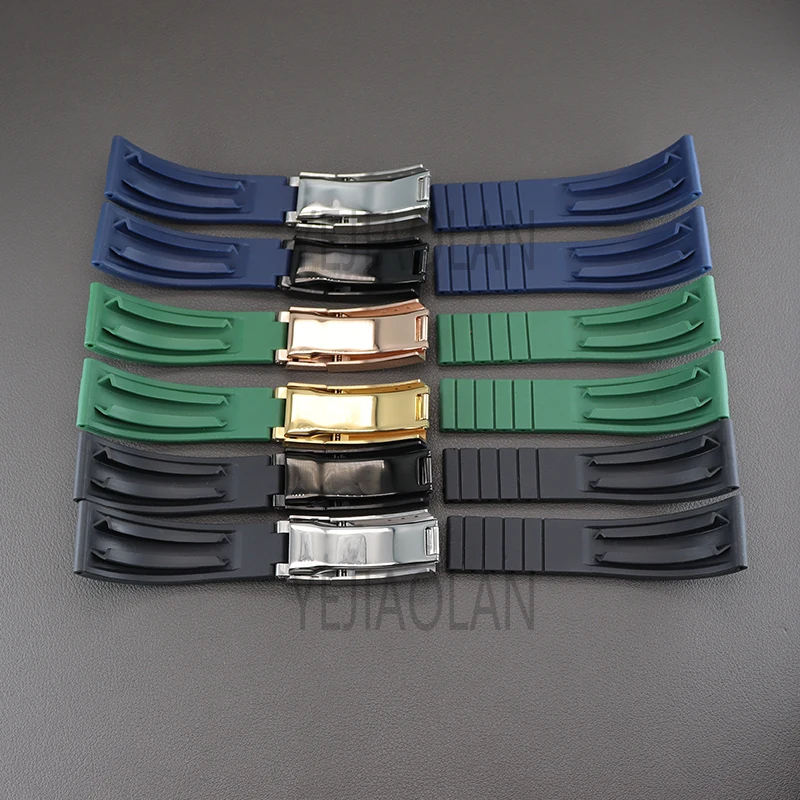20mm Silicone wristband Watchband Men's Watch Strap Parts Stainless Steel Buckle For Daytona SKY-DWELLER YACHT-MASTER nh35 Case