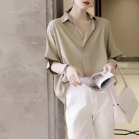fashion woman blouses 2022 summer loose womens satin blouse short sleeves casual female elegant top shirts blouses korean ladies