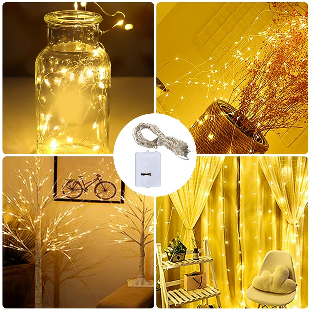 5 шт./упаковка медные светодиодные гирлянды с 3 скоростными режимами