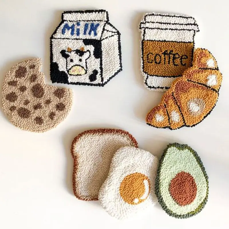 

Children's INS poke embroidery cartoon coaster DIY material bag poke needle handmade unzip gift wool drawing