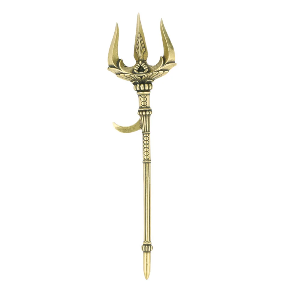 

Trident Brass Ornament Figurine Pitchfork Statue Costume Prop Shui Retro Feng Decoration Accessory Trishool Lucky Fengshui