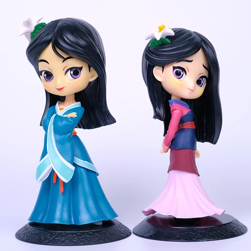 

Cartoon Figure Princess Series Mulan Jasmine Rapunzel Belle Q Version Action Figure Model Ornament Girl Toys