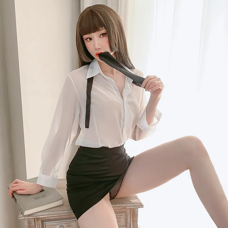 

Miss Secretary OL Costume Sexy Women Teacher Cosplay Mini Skirt Suit Office Uniform Temptation Tight Outfit Role Play Lingerie