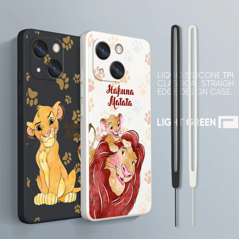 

Disney Lion King Simba Phone Case For iPhone 14 13 12 mini 11 Pro Max 8 7 Plus XR XS X Liquid Rope Funda Cover