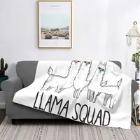 Fun and Cute Llama Squad Alpaca Pattern Blanket Flannel Summer Animal Warming Blanket Bed Outdoor Bed Cover