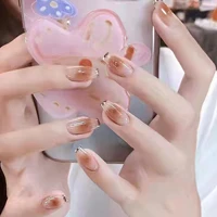 24pcs artificial nails nude gradient nail type removable long paragraph fashion manicure nail tips with wearing tools