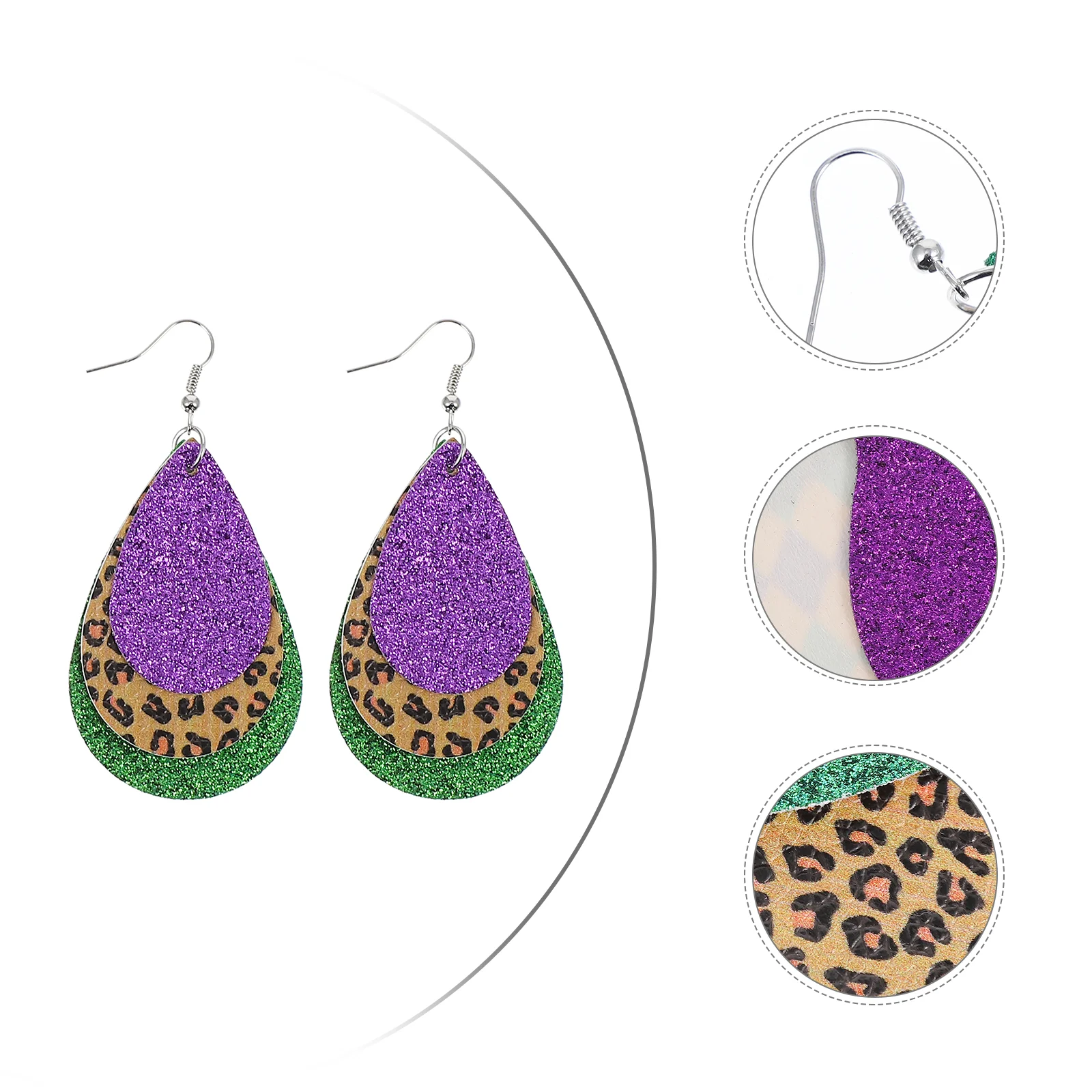 

Earringscarnival Dangle Glitter Earring Layereddrop Lady Leaf Lightweight Teardrop Party Faux Valentine Supplies Fashion Hook