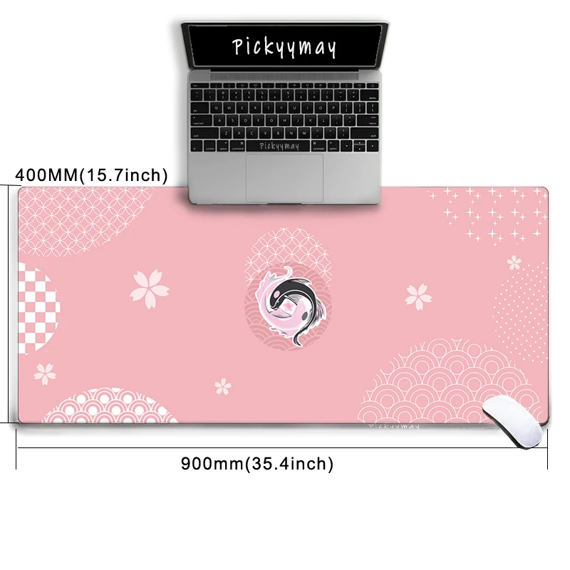 

Розовый коврик для мыши Fish Sakura Company, большой коврик для мыши, художественный Настольный коврик, аксессуары для компьютера и офиса, резиновый ...
