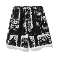anime cartoon doodle summer mens casual shorts plaid beach short unisex fashion short male sport shorts brand clothing 2022 new
