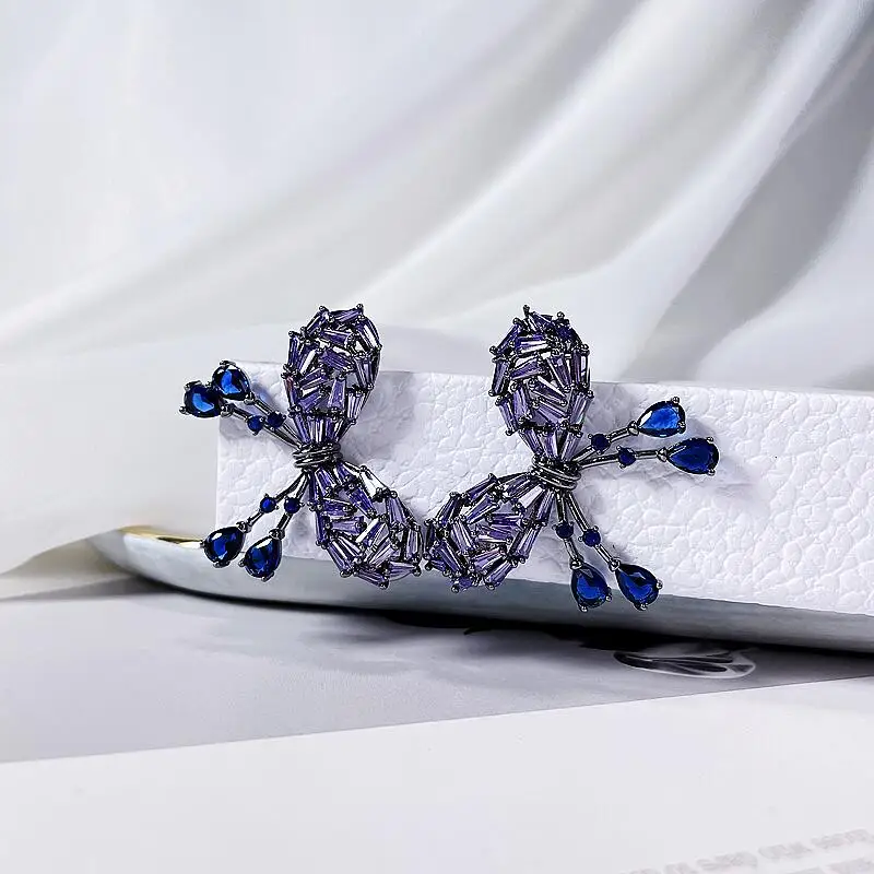 

Красивые женские Висячие серьги-бабочки, украшенные фианитами ручной работы, модный бренд 100%, Новые висячие серьги SENYU, красочные украшения