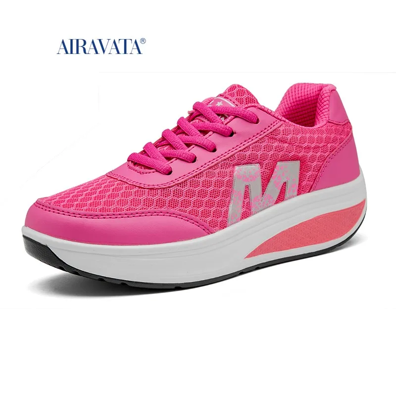 Women's Sneakers Casual Thick Bottom Walking Shoes Increasing Height Fitness Shake Shoes Platforms Breathable Lace-up