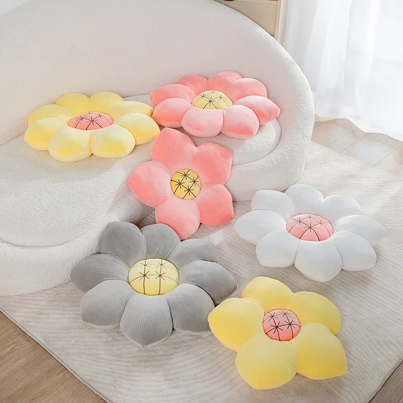 

45cm 60cm Flower Plush Toy Kawai INS Flower Throw Pillow Cushion Lifelike Five-petaled Flower Doll Home Sofa Decor Chair Cushion