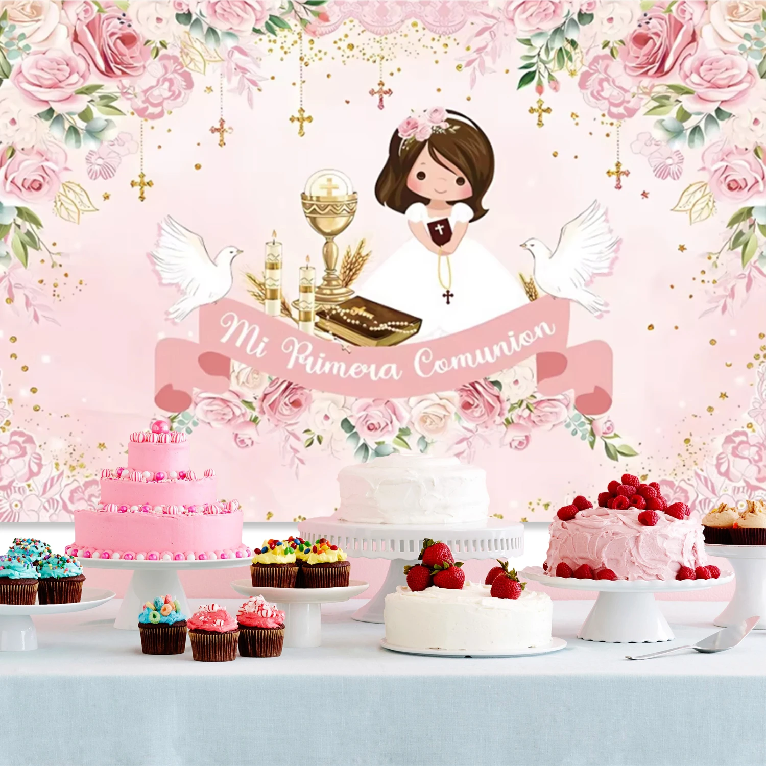 Тематический фон для первого причастия девочек и мальчиков украшение вечеринки