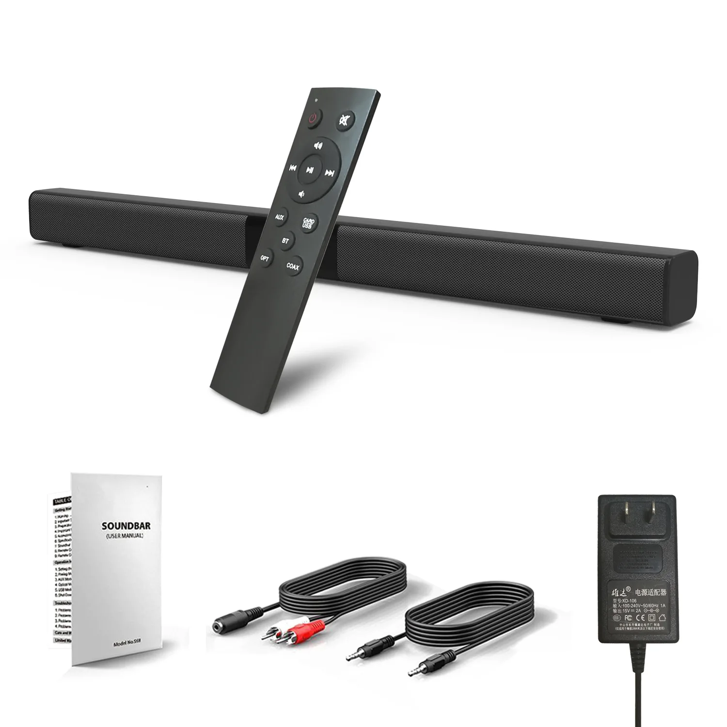 SC18 50W Wireless Bluetooth Echo Wall Bar Speaker Soundbar TV Home Theater TF Card Aux3.5 Fibre-Optical Input MP3 WAV Play