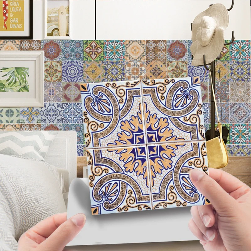 

[Home Decorations] Et158 Cross-Border Film Mosaic Tile Sticker Vintage Tile Tile Sticker Decorative DIY Self-Adhesive Wall Stick