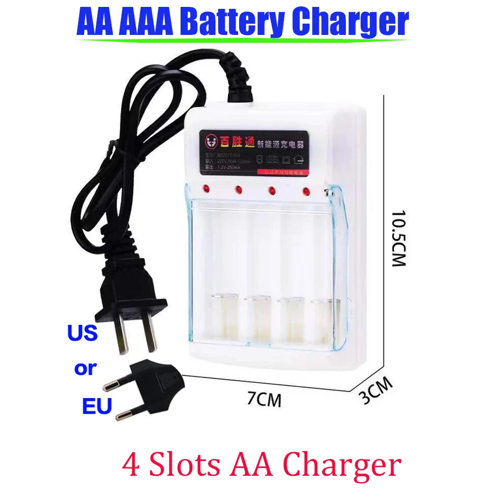 

Оригинальное зарядное устройство AA AAA, 4 слота, зарядное устройство AA/AAA Ni-cd для быстрой зарядки, перезаряжаемая умная вилка стандарта США/ЕС для зарядки аккумуляторов 1,2 в