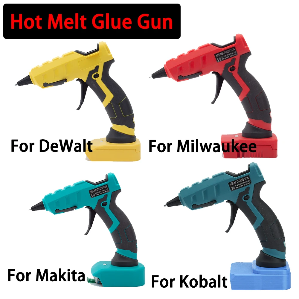 

60W Cordless Hot Melt Glue Gun For Makita/DeWalt/Milwaukee/Kobalt 18V Battery Electric Repair DIY Gun With 10pcs 7mm Glue Sticks