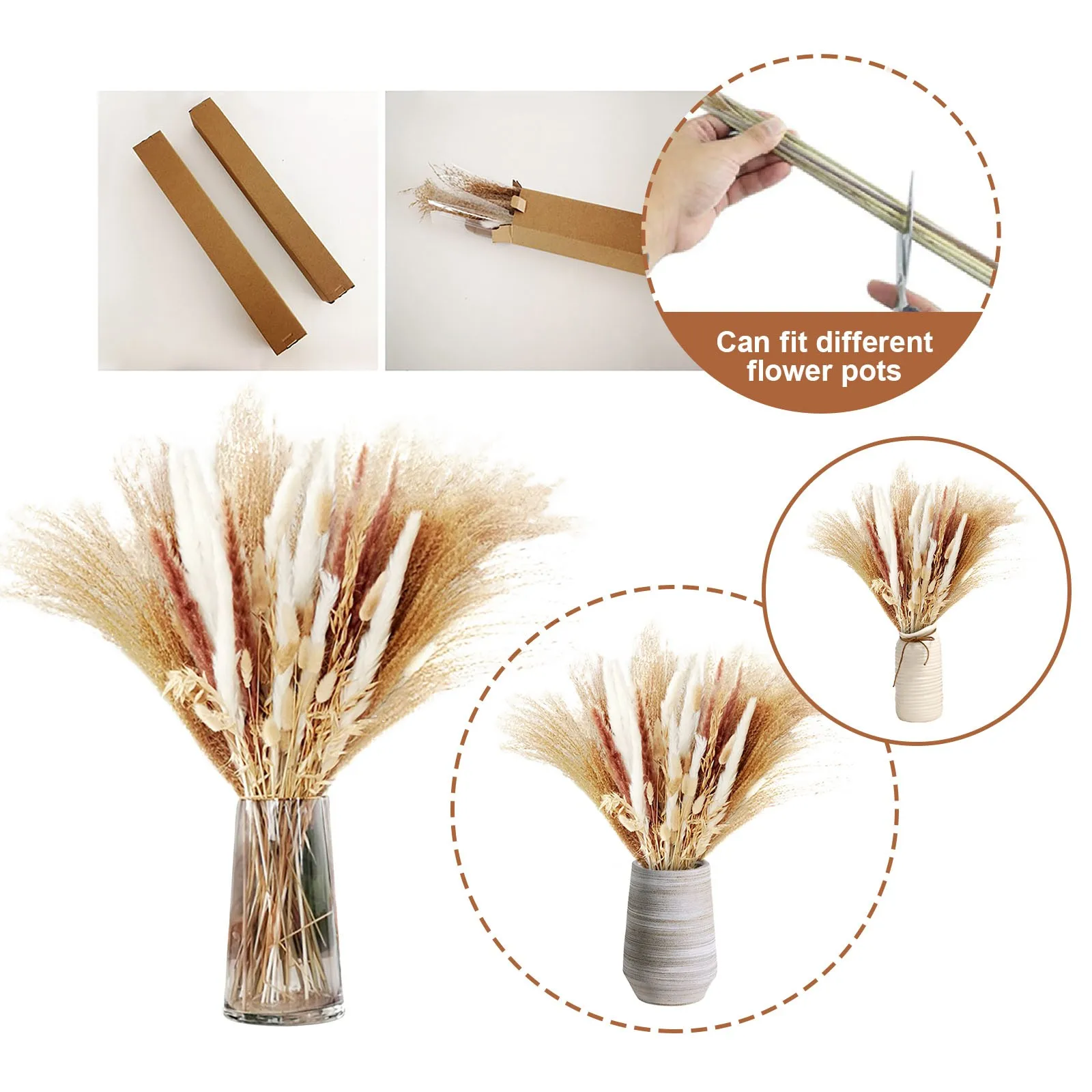 

Dried Flowers 65 45cm Fluffy Exaggerated Grass Flower Arrangement Boho Family Wedding Decoration Beige