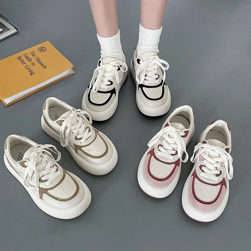 

Brand Sewing Ladies Sneakers Zapatillas Mujer Lightweight Flat Ladies Vulcanized Shoes Luxury Running Shoes Pink Chaussure Femme