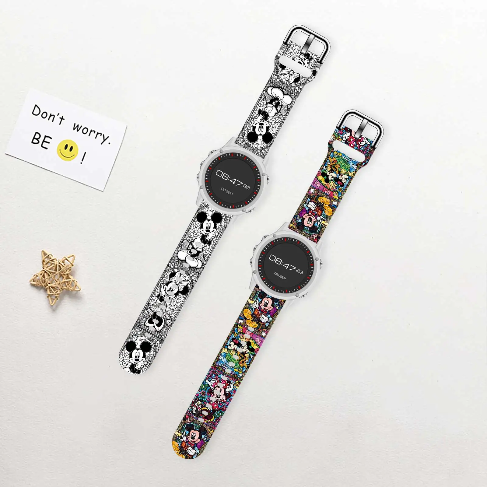Фото Ремешки для часов с принтом Magic Mickey, 20 мм, для Samsung Galaxy 7/6/5/4, 40 мм, 44 мм, сменные браслеты для часов Xiaomi Amazfit №5