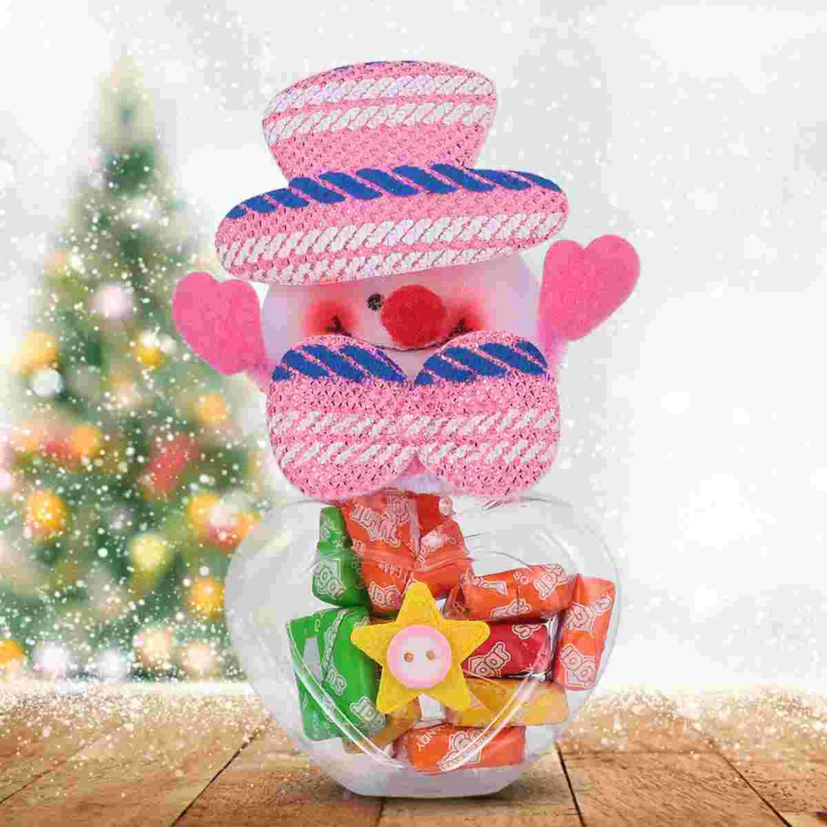 

1pc Portable Storage Box Snowman Heart shaped Bottle Christmas Candy Can )