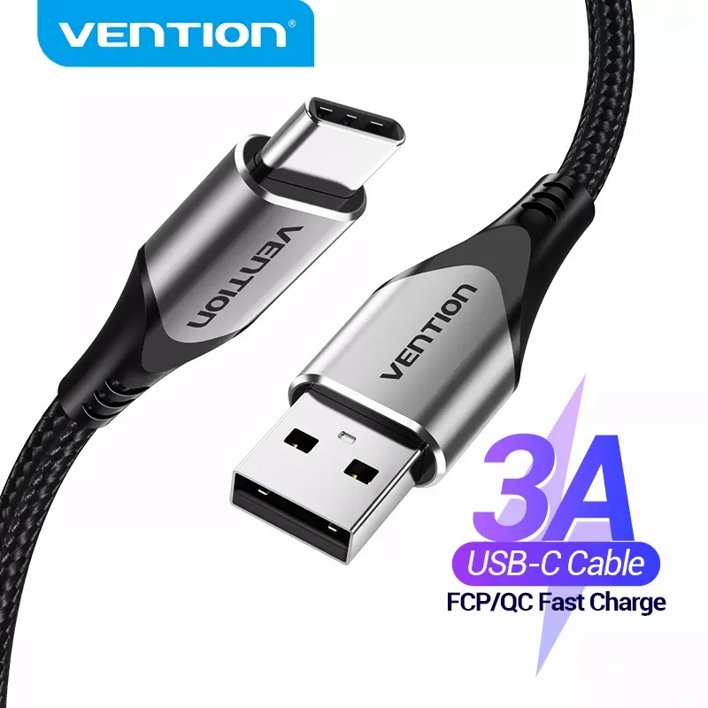 

Vention Type C Cable 3A Nylon Fast Mobile Phone Charging USB C Cord for Xiaomi Redmi note 8 Samsung S20 Charger USB Type-C Cable