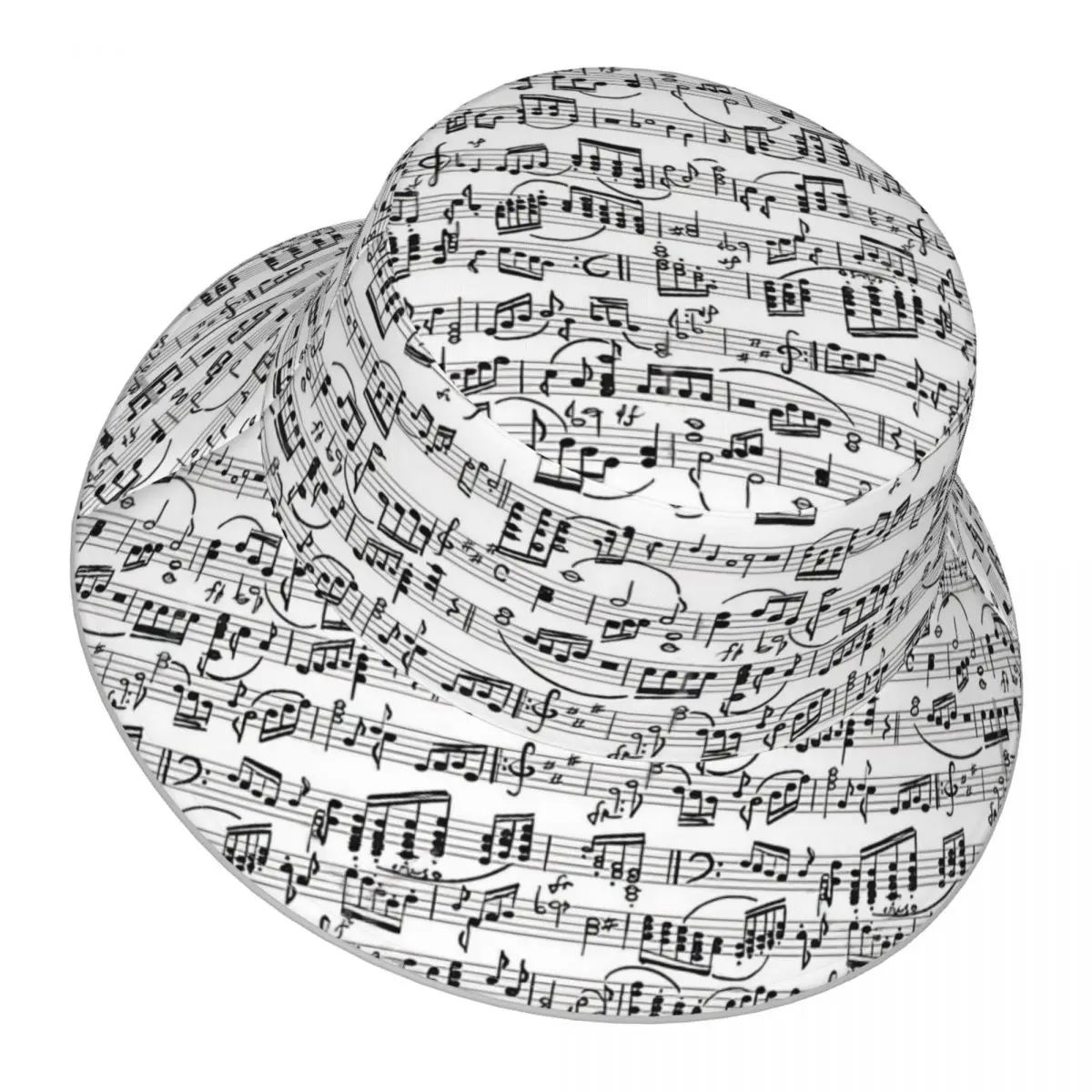 Music Pattern , Note Instrument Musical Listening reflective Bucket Hat Men Women Bucket Hat Outdoor Sunscreen Beach Hat  Cap