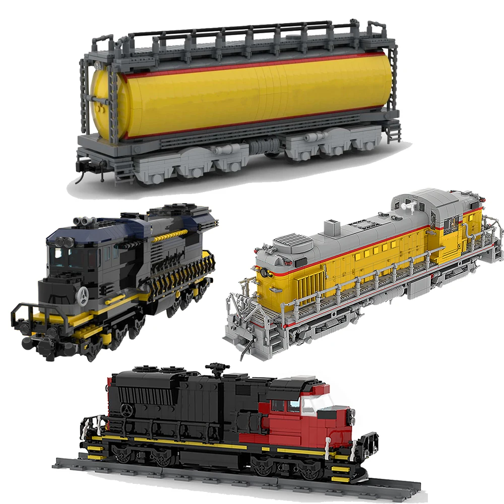Модель танкера MOC Union Pacific GTEL 8500, набор строительных блоков для железнодорожного трека, поезд Alco RS-2 1:38, кирпич для грузового поезда, подарок на день рождения