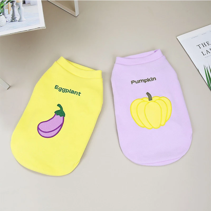 Одежда для кошек баклажаны и тыквы вышитый логотип маленьких собак свитер