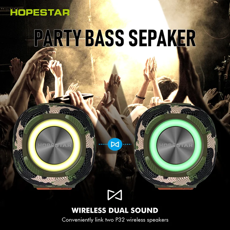 HOPESTAR P32 20 Вт высокая мощность бумбокс динамики портативный Bluetooth супер сабвуфер