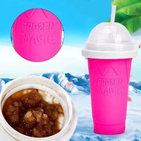 new quick frozen double layer smoothies cup homemade milkshake bottle fast cooling cup ice cream slushy maker bottle with straw