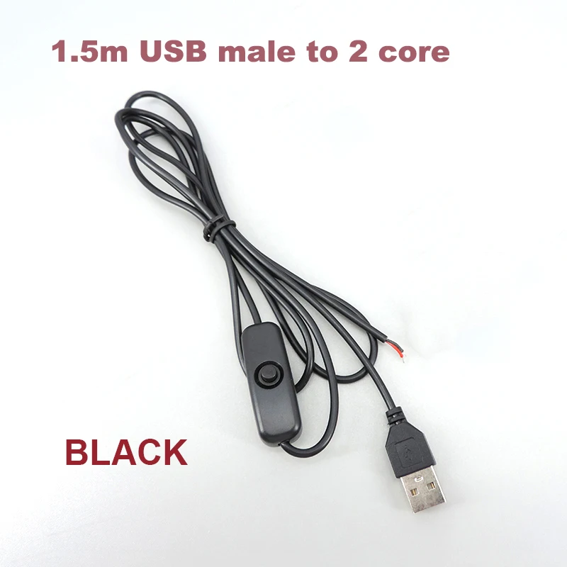 

5 В постоянного тока USB-разъем питания с кнопкой включения/выключения, удлинительный кабель для светодиодных лент «сделай сам»