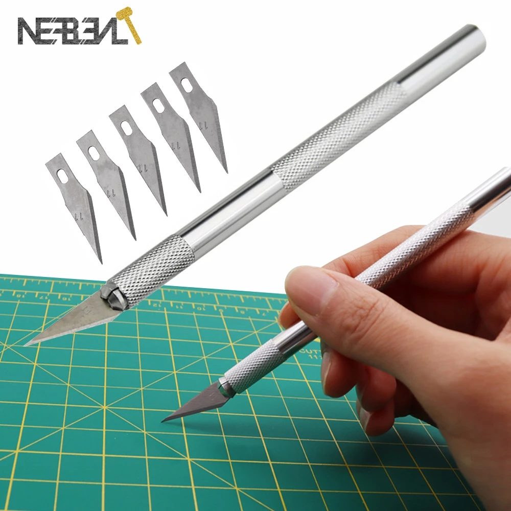 

Non-Slip Metal Scalpel Knife Tools Kit Blades Engraving Knife Mobile Phone Film Paper Cut Handicraft Carving Sculpture Blade