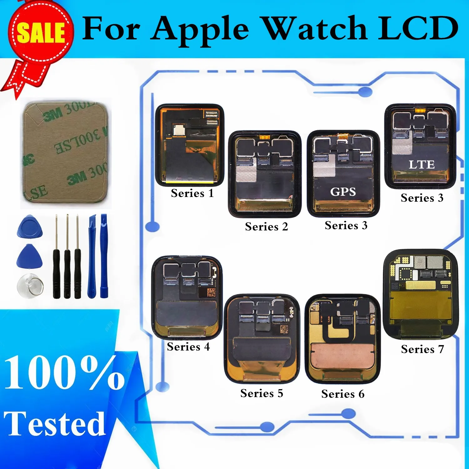 

For apple watch Series 1 2 3 4 5 6 lcd Touch Screen oled Display Digitizer Assembly iWatch Substitution 38mm 42mm 40mm 44mm