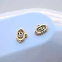 14k copper plated real gold pendant hexagonal eye shape bracelet necklace pendant color preserving diy handmade jewelry accessor