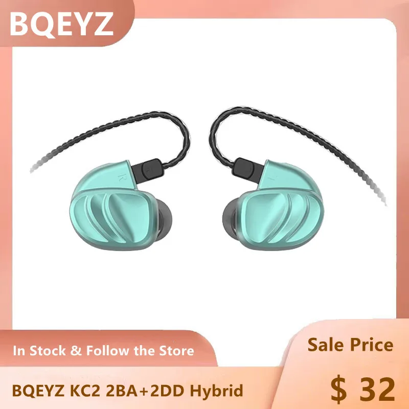 

BQEYZ KC2 Headphone 2DD 2BA Quad Drivers Stereo In-ear Earphone 0.78mm Detachable Cable With Microphone For Player Phone