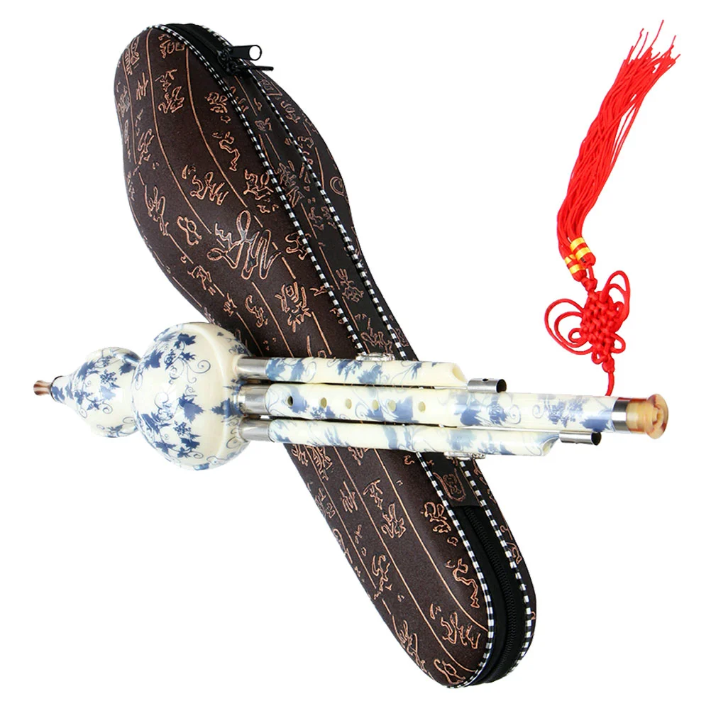 

Blue White Porcelain Gourd Silk Instrument Beginner Chinese Cucurbit Flute Musical Instruments Adults Synthetic Aldult