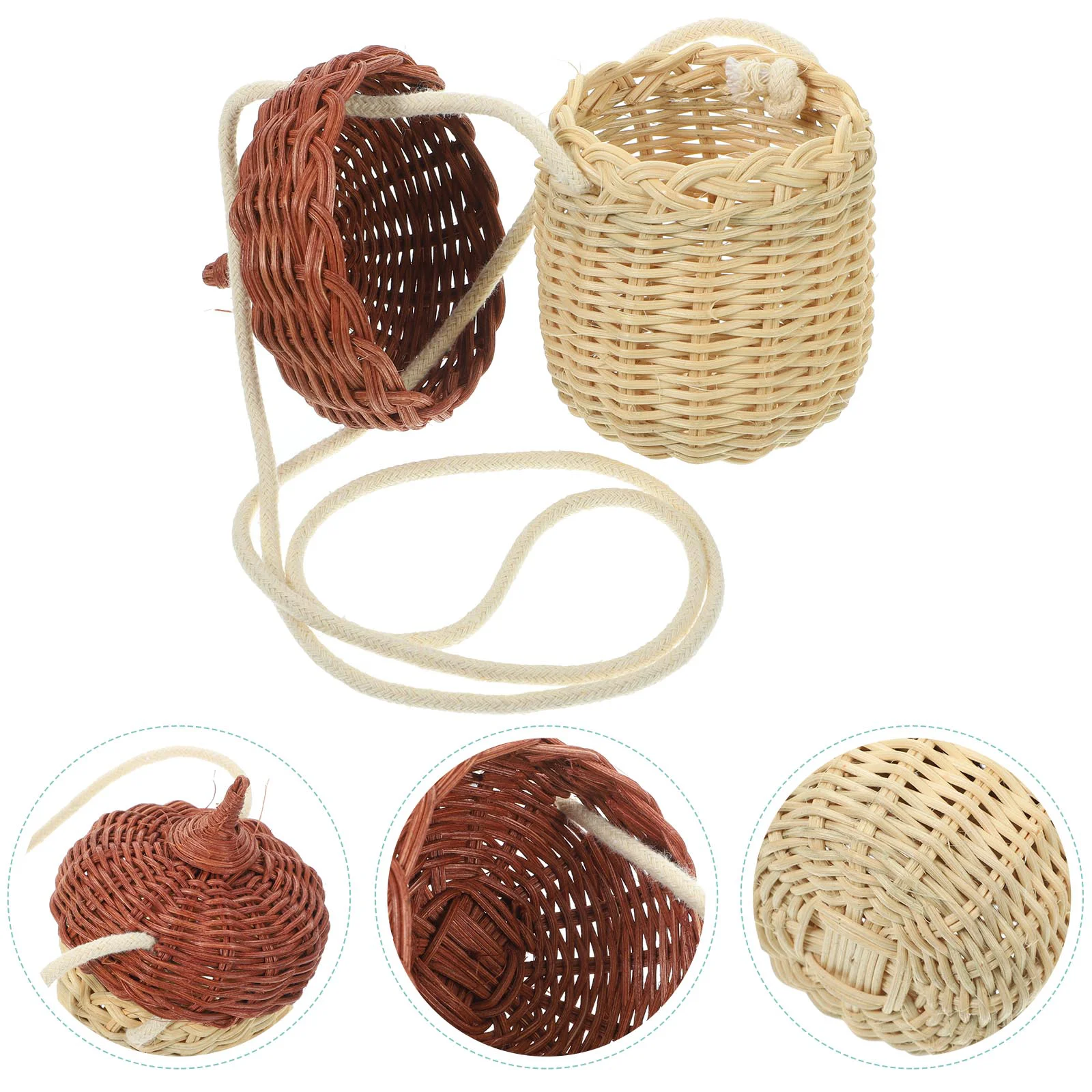 Woven Bag Toddler Photography Purse Girls Summer Outfits Costume Prop Handbag Rattan Decorative Crossbody Women's Straw Bags
